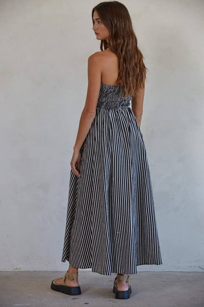 STRIPED FLARE MAXI DRESS