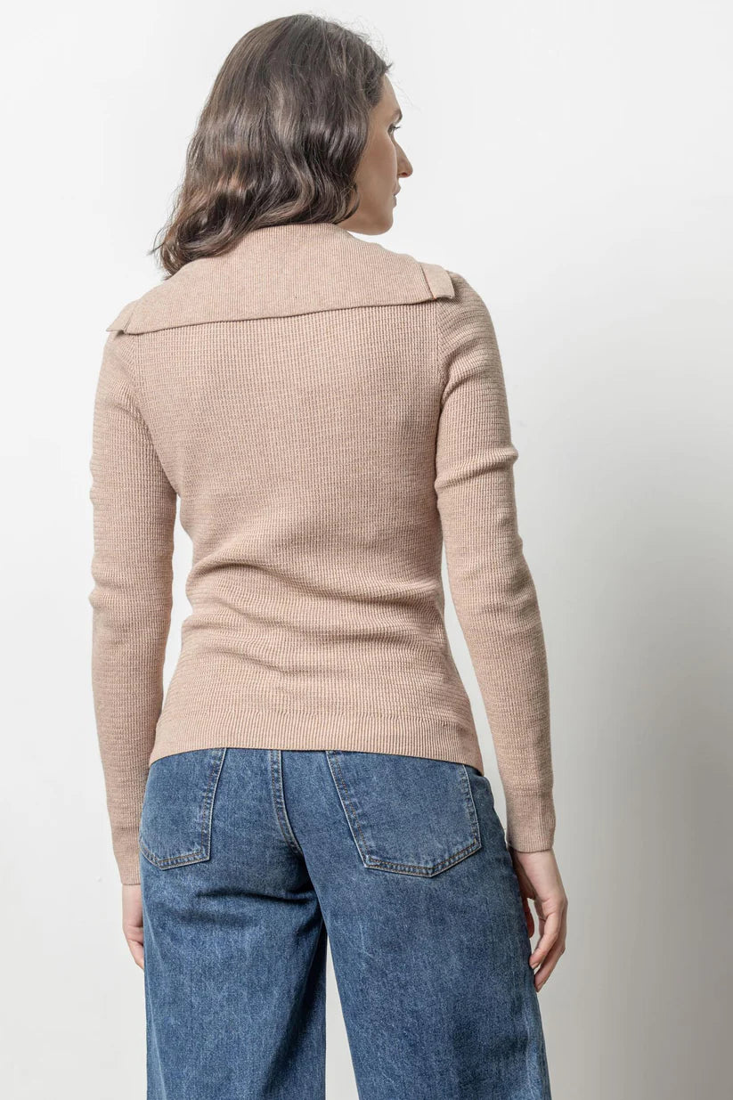 BUTTON COLLAR HENLEY SWEATER