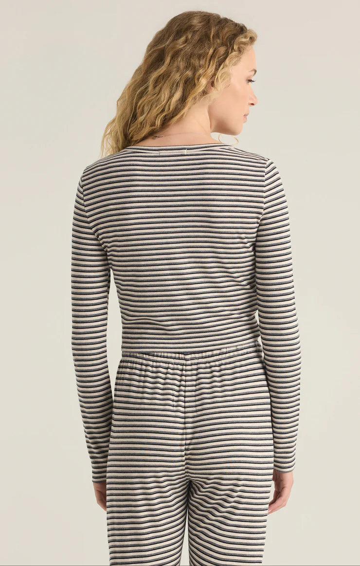 CONSTANCE STRIPE MODAL RIB TOP