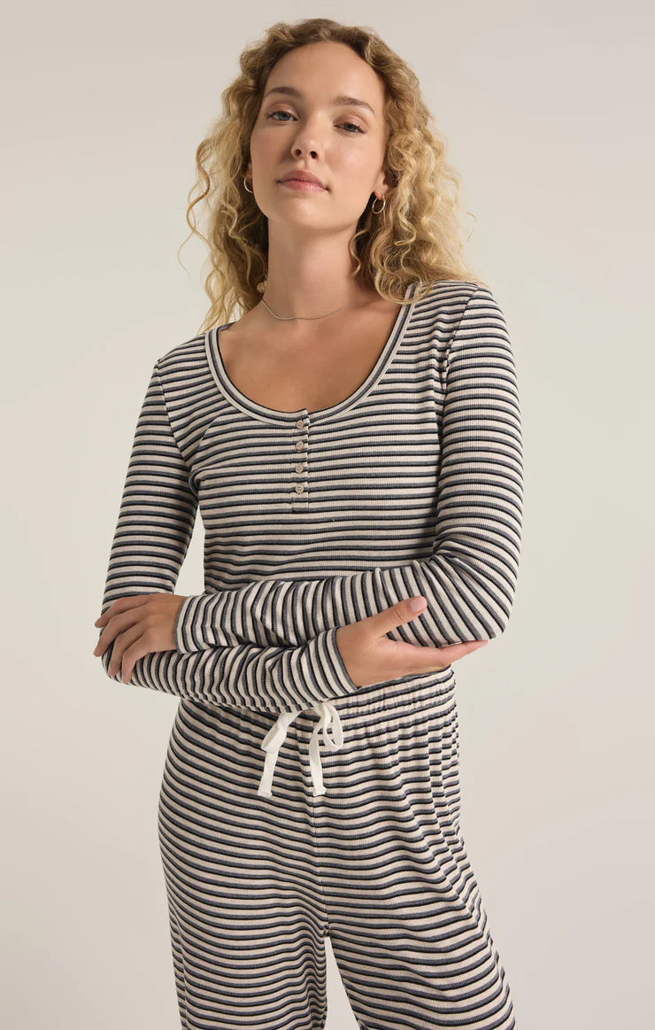 CONSTANCE STRIPE MODAL RIB TOP