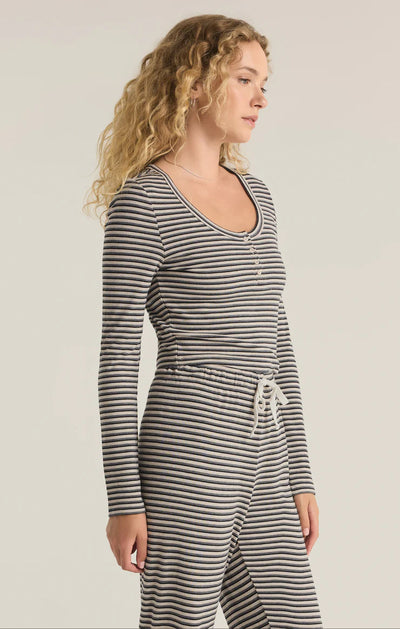 CONSTANCE STRIPE MODAL RIB TOP