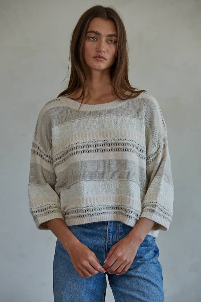 KNIT STRIPED SWEATER TOP