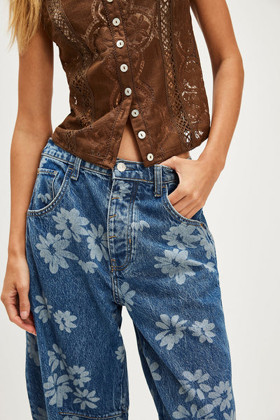 FREE PEOPLE GOOD LUCK DAISY BARREL JEANS